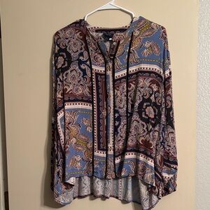 Daytrip Women's Paisley Blouse - Blue and Brown